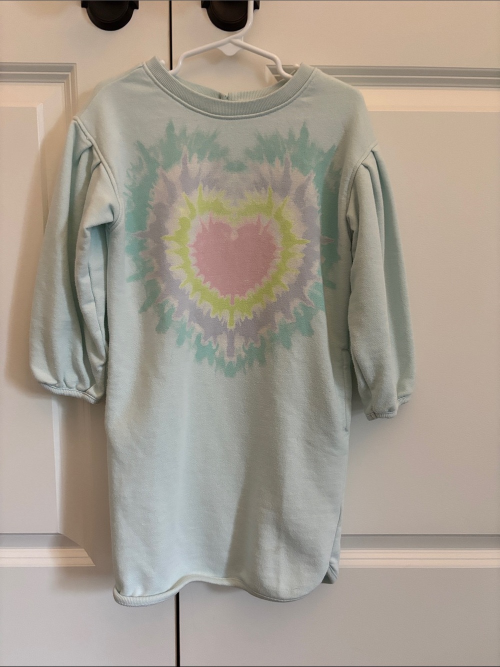 GAP Light Mint Tie-Dye Heart Sweatshirt Dress